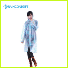 Transparent Allover Printing Women′s Fashion EVA Raincoat